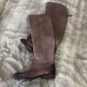 Tall leather boots 7.5 Rudy taupe riding equestrian vintage vibes Sole Society
